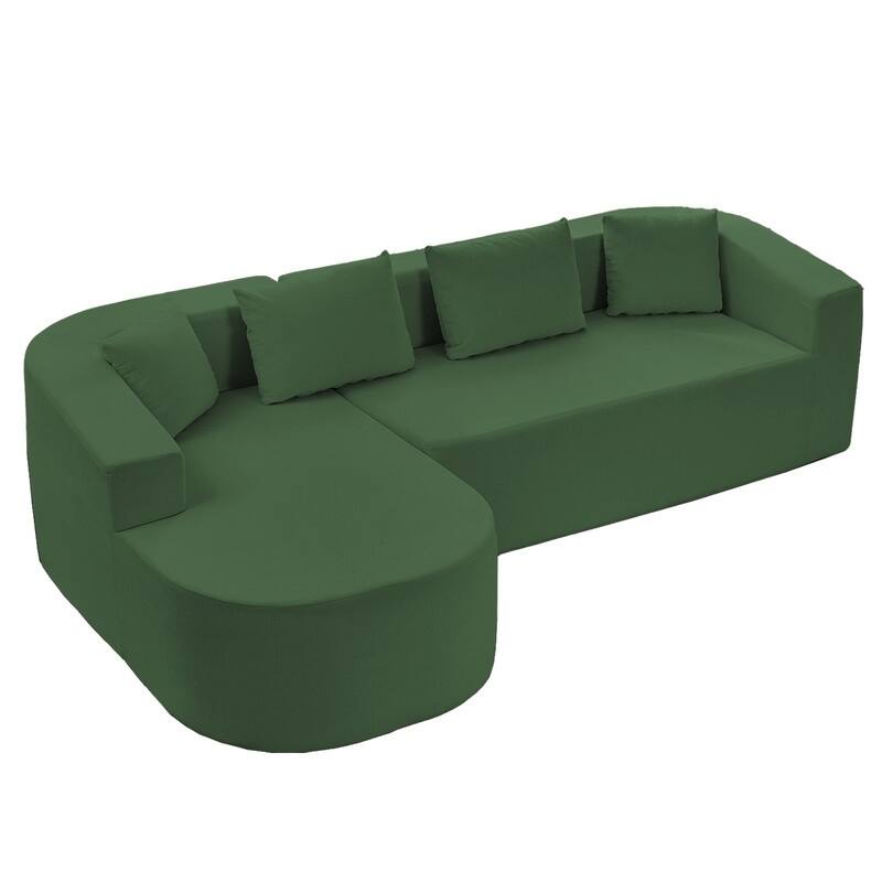 Mixoy 98 inch Chenille L Shape Sectional Sofa with Curved Chaise,Modern Cloud 3 Seater Sofa Couch