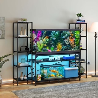 HAIOOU 55-75 Gallon Aquarium Stand With LED Light & Power