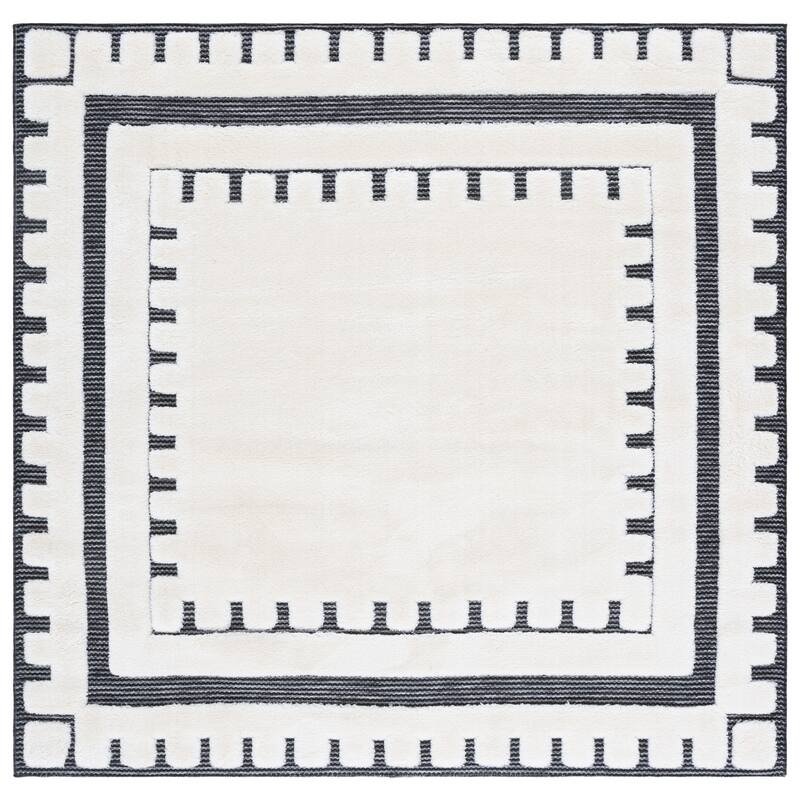 SAFAVIEH Celebrity Whoan Modern Rug - 6'7" Square - Ivory/Black