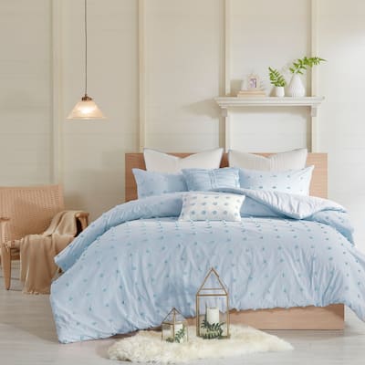 Intelligent Design Maize Cotton Jacquard Comforter Set with Euro Shams and Throw Pillows