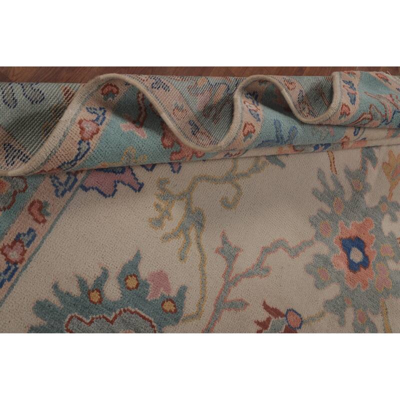 All-Over Oushak Area Rug Hand-Knotted Wool Carpet - 7'11"x 9'10"