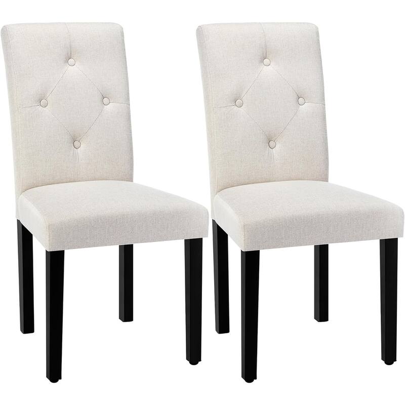 Upholstered Dining Chairs Set of 2/4/6 Modern Dining Chairs with Solid Wood Legs and High Back Dining Room Chairs - Set of 2 - Beige
