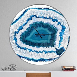 Designart 'Blue Agate Crystal' Oversized Modern Wall CLock