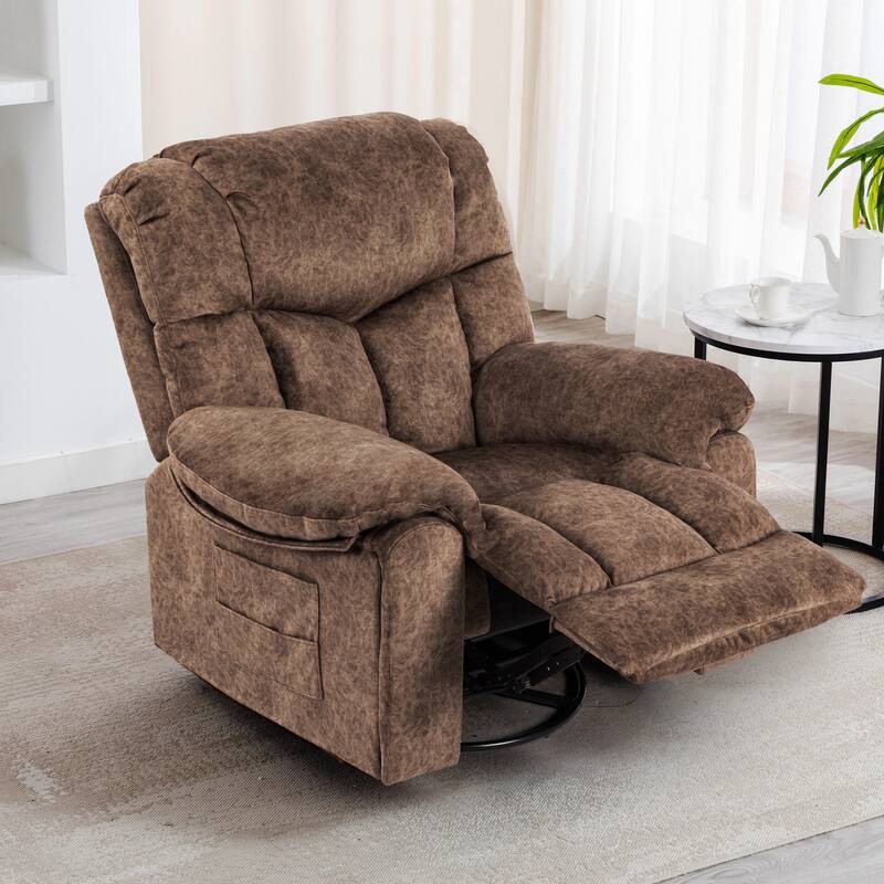 Bonded Leather Swivel Rocker Recliner, Massage, Heating Bed Bath