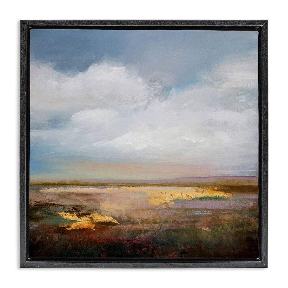 Stupell Calm Landscape & Clouds Framed Floater Canvas Wall Art Design By Karen Hale