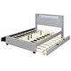 preview thumbnail 7 of 12, LED Platform Bed Queen Bed Frame with Twin XL Size Trundle and 2 Drawers Underneath, Wood Slat Support, Grey Teddy Fleece