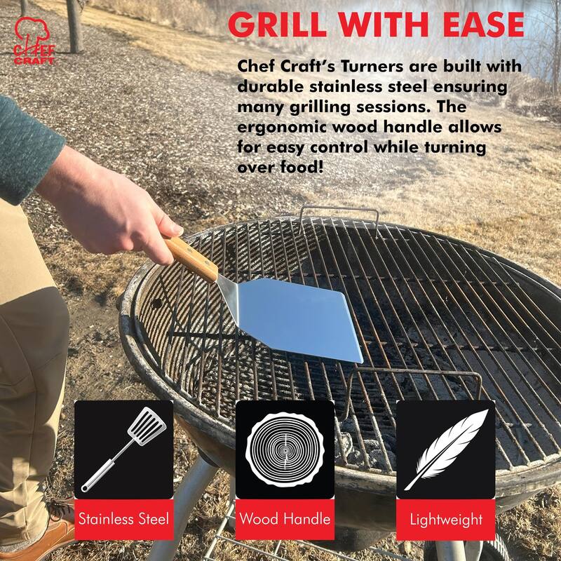 Chef Craft 12-inch Extra-Large Stainless Steel BBQ Griddle Turner