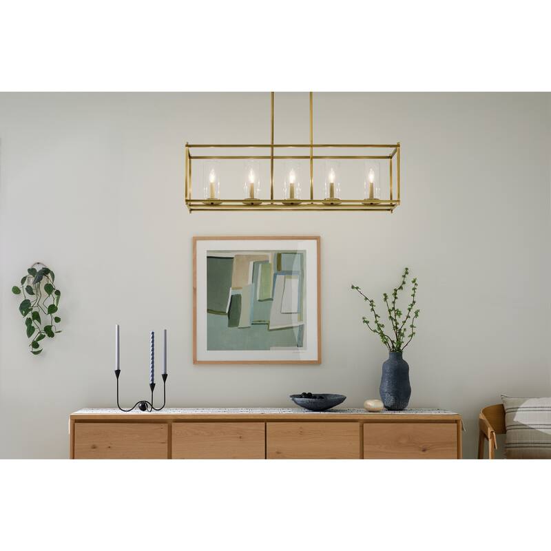 Kichler Lighting Crosby 41.5 in. 5-Light Natural Brass Linear Chandelier