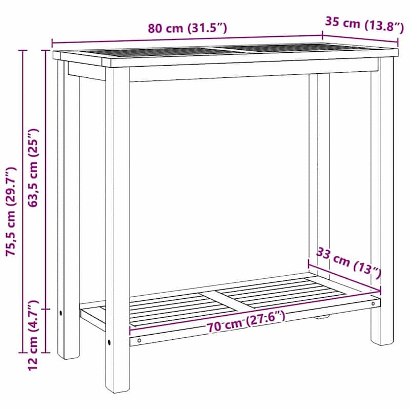 vidaXL Console Table Brown in Solid Teak Wood
