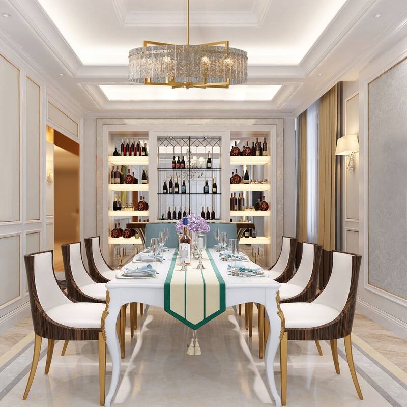 26 in. Gold Modern Drum Crystal Chandelier 6-Light Glam Dimmable Pendant Light Kitchen Island with Frosted Glass for Dining Room