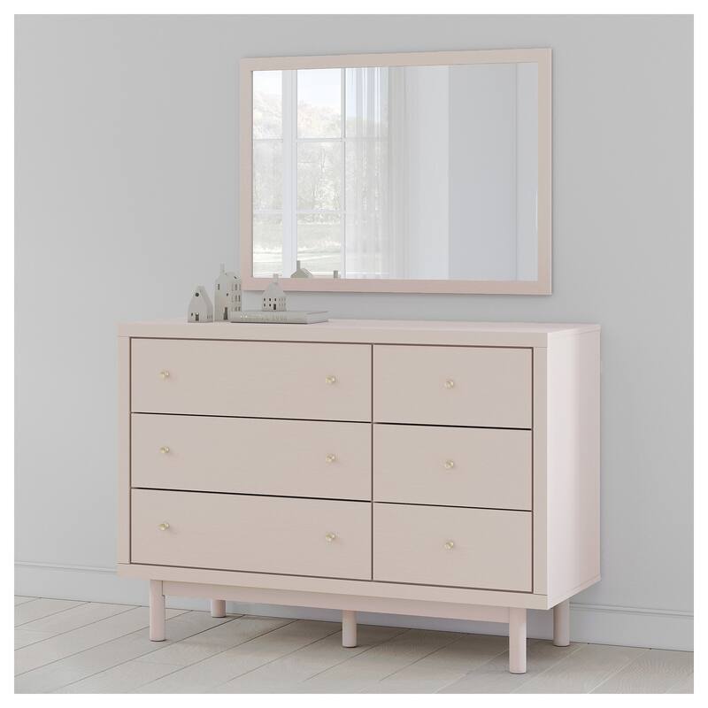 Signature Design by Ashley Wistenpine Beige Dresser and Mirror - 6-drawer - Beige
