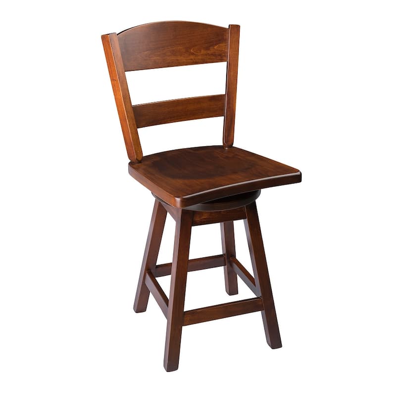 Amish Made Maple Swivel Urban Bar Stool with Classic Back - Rich Tobacco - Counter Height