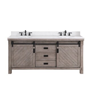 Cortes 72" Double Sink Bath Vanity in Grey with Countertop