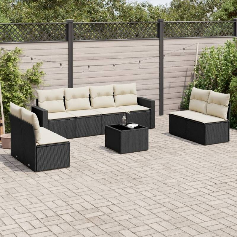 vidaXL Garden Sofa Set Black, Cream White - 21.7 x 21.7 x 14.6