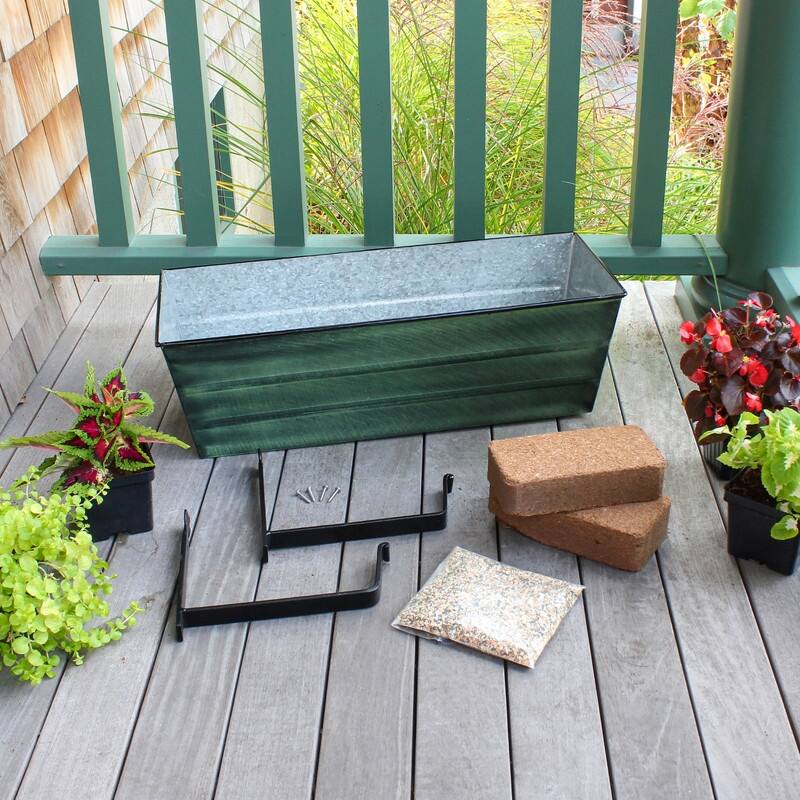 Achla Designs 24" W Medium Galvanized Steel/Wrought Iron Indoor Oudoor Bloom Box Garden Growing Kit