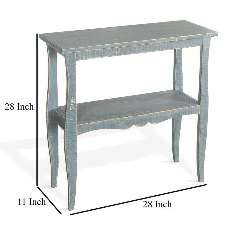 28 in. Seagrass Green Rectangle Wood End Table, Sturdy Build End Side Table for Living Rooms