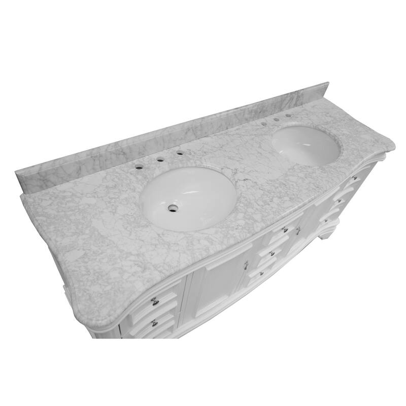 KitchenBathCollection Katherine 72" Double Bathroom Vanity with Carrara Marble Top