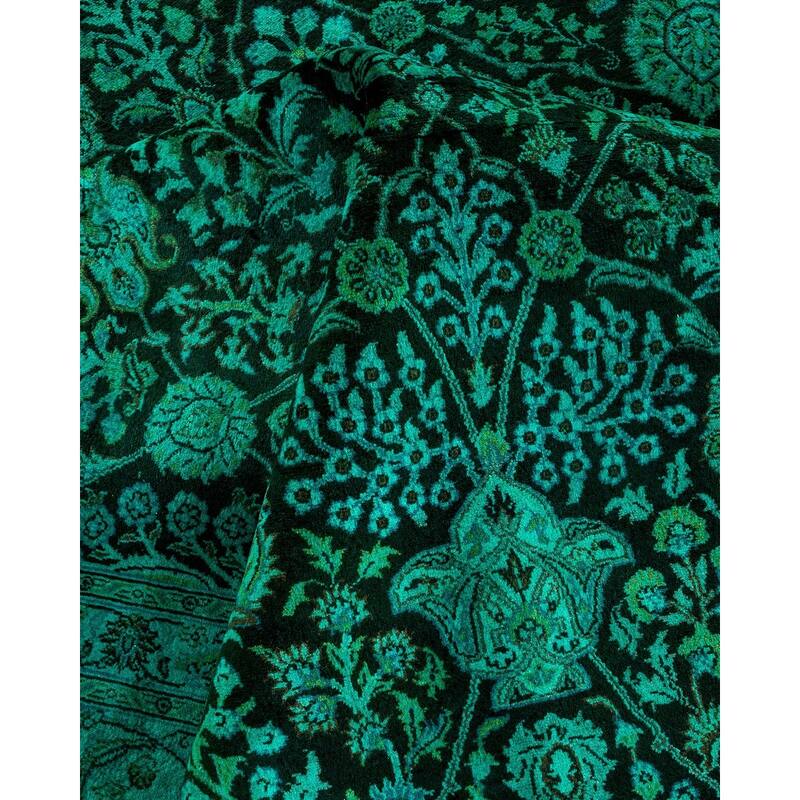 Overton Hand Knotted Wool Vintage Inspired Modern Contemporary Overdyed Blue Area Rug - 8' 2" x 10' 1"