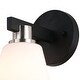 preview thumbnail 12 of 13, Vermont Matte Black and Satin Nickel Bathroom Vanity Lighting Fixture, Etched White Glass Shade, Dimmable, LED Compatible Wall