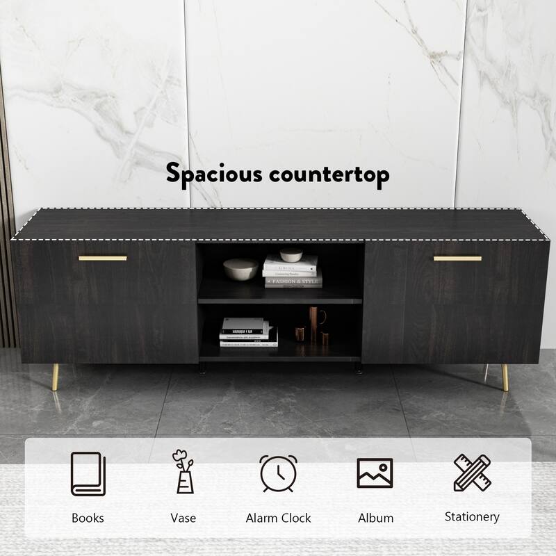 Timechee TV Stand for TVs up to 73"(Brown/White)