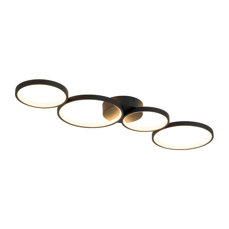 Minimalist 4 Ring Dimmable LED Semi Flush Mount Light 35 in 3000K