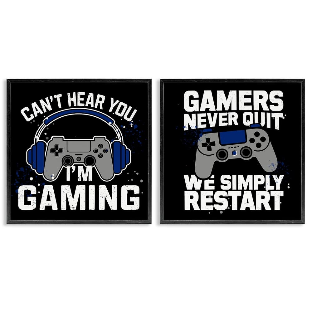 Stupell Hardcore Gamer Expressions Framed Giclee Art Design By Kim Allen (Set of 2)