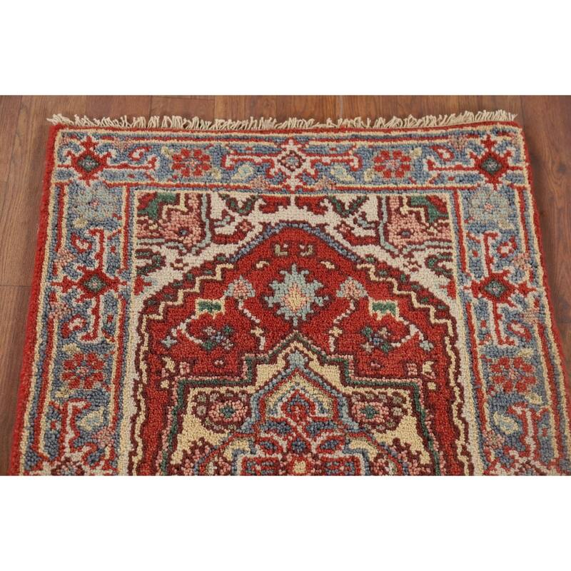 Geometric Heriz Serapi Oriental Accent Rug Hand-Knotted Wool Carpet - 2'0" x 3'0"