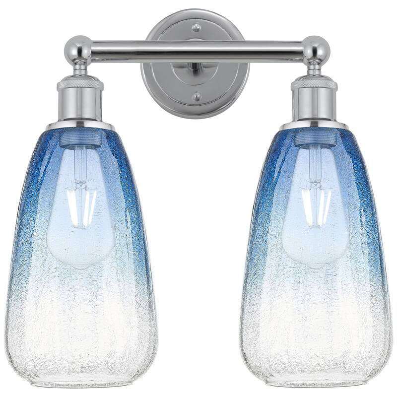 Innovations Lighting Endless Possibilities Edison - Brookhaven Almond - 2 Light 15" Bath Vanity Light - Polished Chrome/Sapphire Blue
