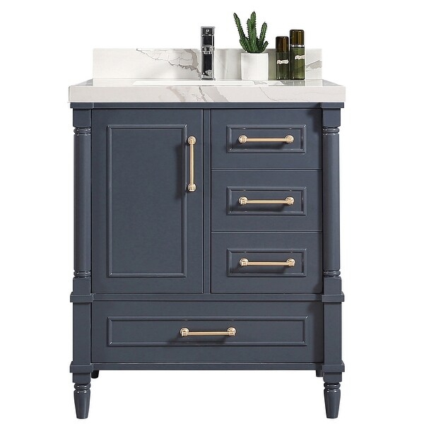 30 in. W x 22 in. D x  36 in H Willow Collections Aberdeen Single Sink Bathroom Vanity with  Quartz or Marble Top