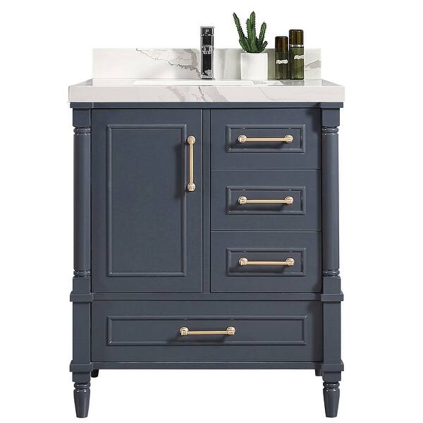 30 In W X 22 In D X 36 In H Willow Collections Aberdeen Single Sink Bathroom Vanity With Quartz Or Marble Top Overstock 32516513