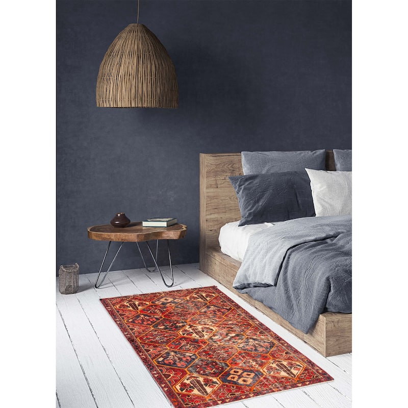 ECARPETGALLERY Hand-knotted Kayseri Vintage Red Wool Rug - 3'11 x 6'2