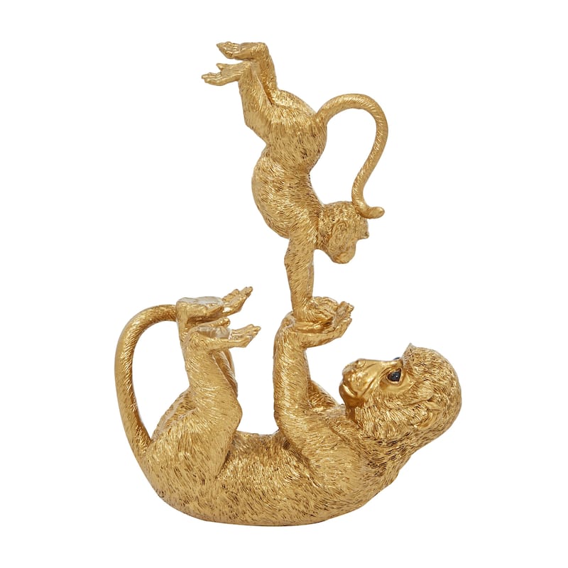 Polystone Monkey Decorative Sculpture - Gold - Roche River Decor