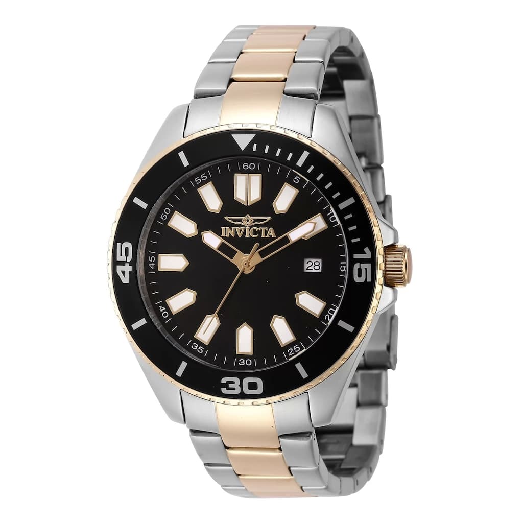 Invicta Men's 46319 Pro Diver Quartz 3 Hand Black Dial Watch