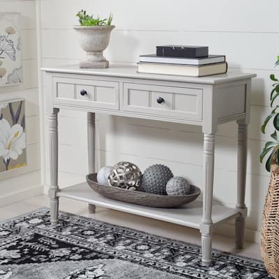 SAFAVIEH Samantha Grey 2-drawer Console Table - 35.8" x 13.8" x 29.5"