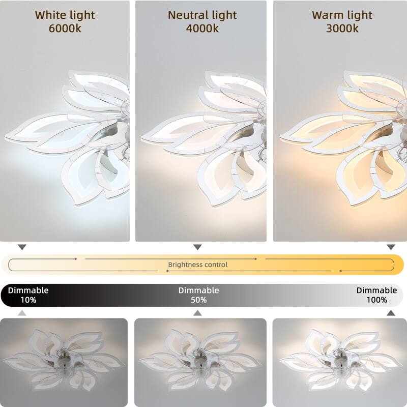 30'' 7 - Blade Ceiling Fan with LED Lights，Indoor Remote Control Ceiling Fans with Lights