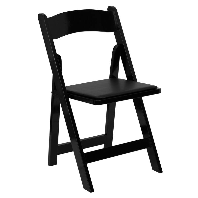 Wood Folding Chair with Vinyl Padded Seat (Set of 2)