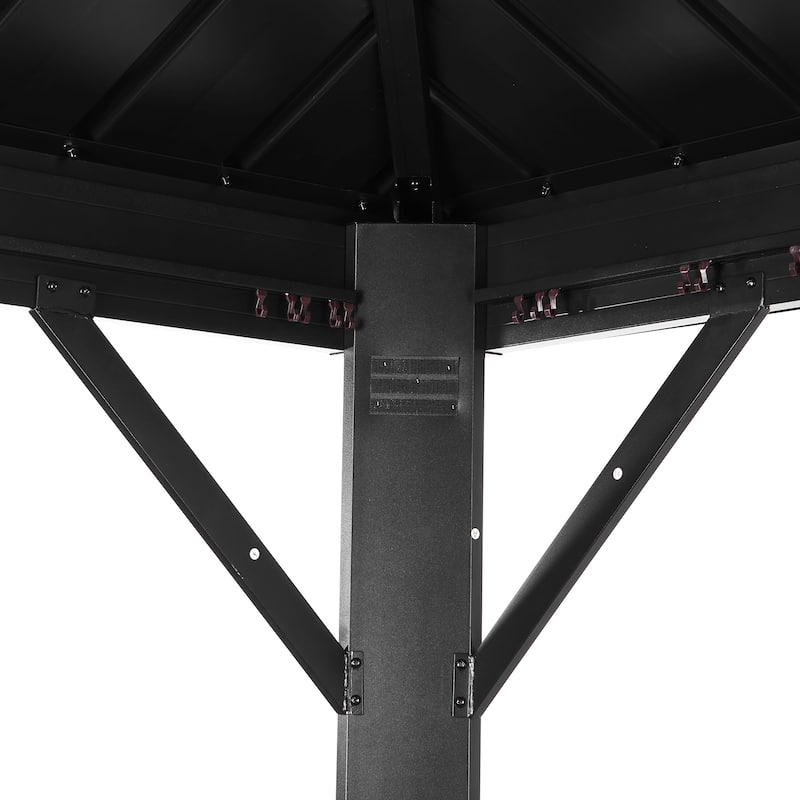 Outdoor Steel Gazebo Galvanized Steel Roof Aluminum Post Hardtop Gazebo