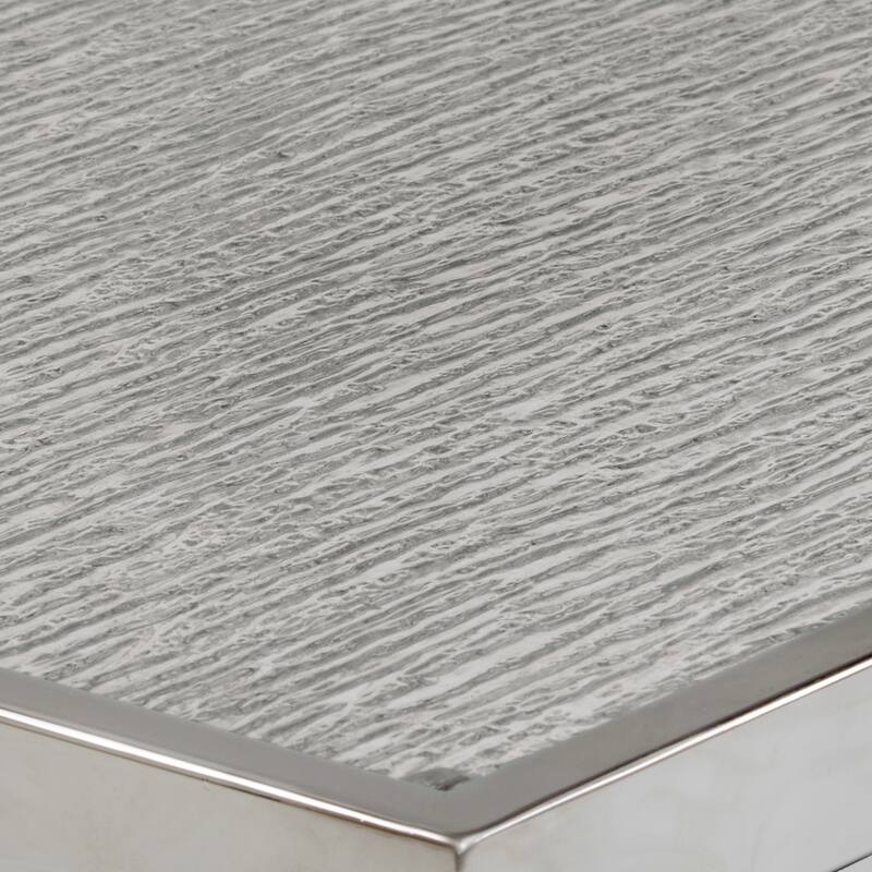 Cobble Chrome Finish End Table with Textured Glass Top by iNSPIRE Q Modern