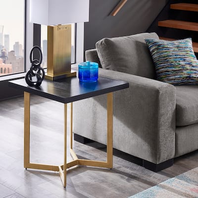 Cheyenne Black and Gold Metal Base End Table by iNSPIRE Q Modern