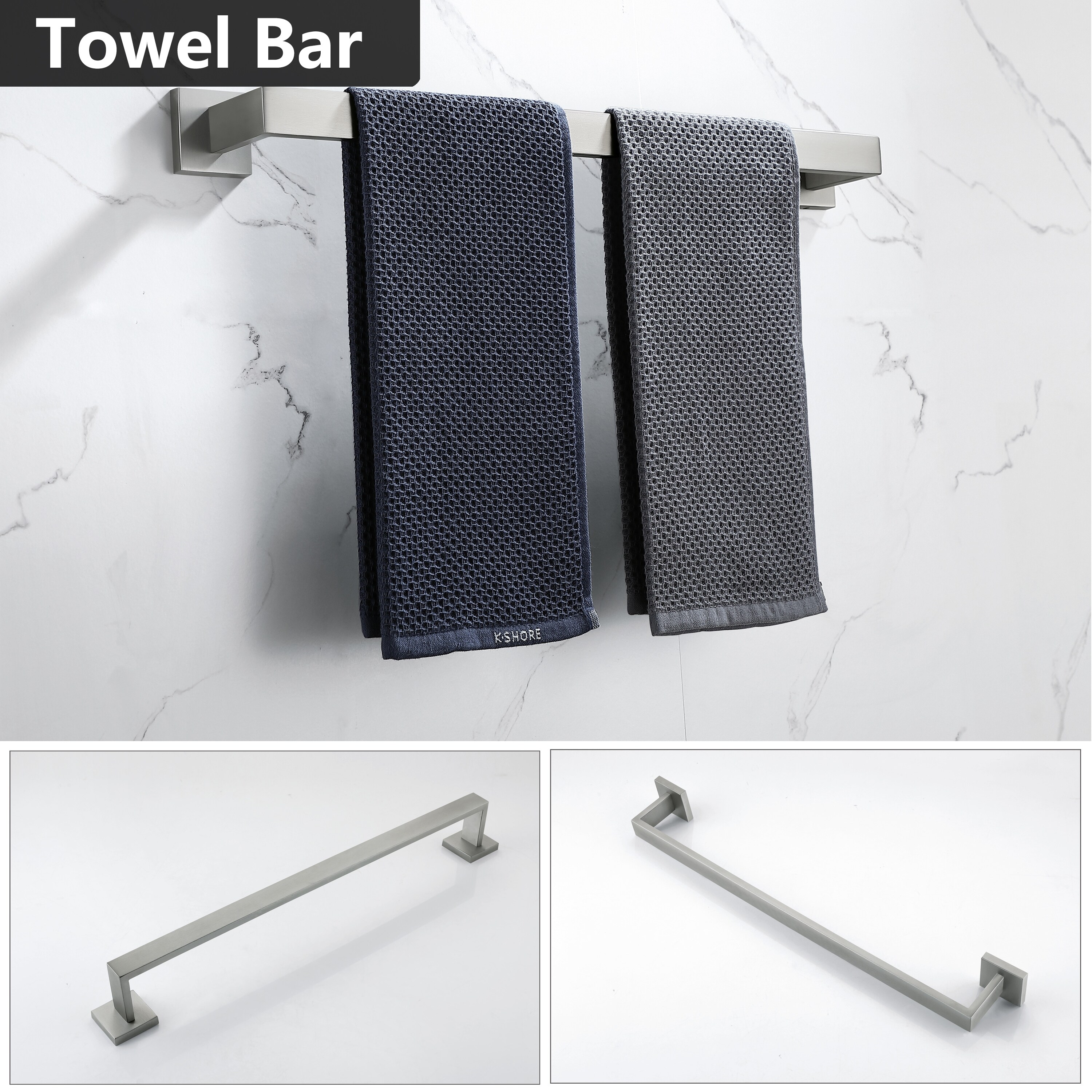 AITINKAN 4-Piece Bath Hardware Set Square Towel Holder Set - Black