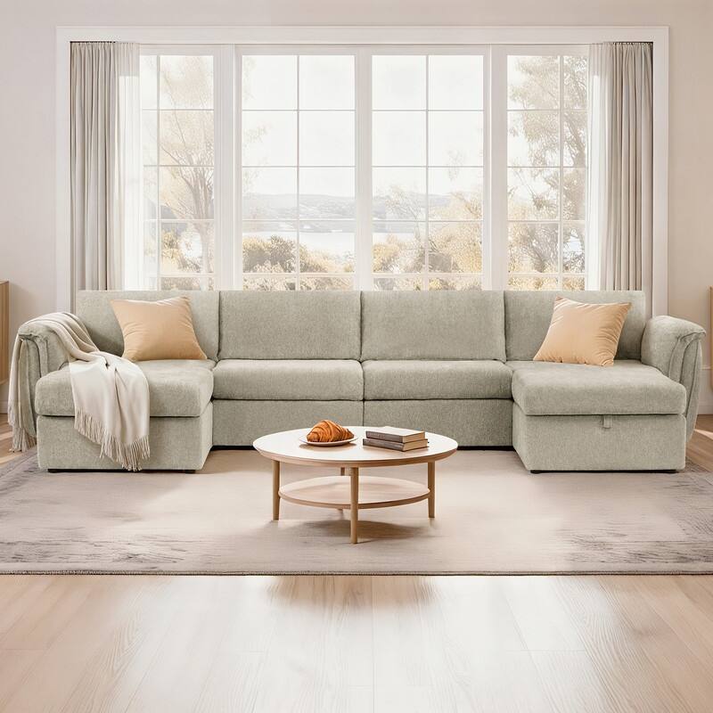Spruce & Spring Modular Sectional Sofas with Optial Storage Console for Living Room