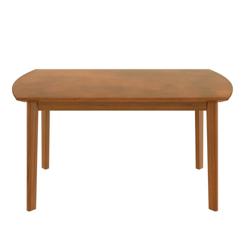 42.75" Farmhouse Wood Table and 4 Upholstered Chairs, 5-Piece Dining Set