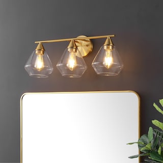 SAFAVIEH Lighting Amani 3 Light 24-inch Wall Sconce - Brass/Clear - 24"W x 9"D x 10"H
