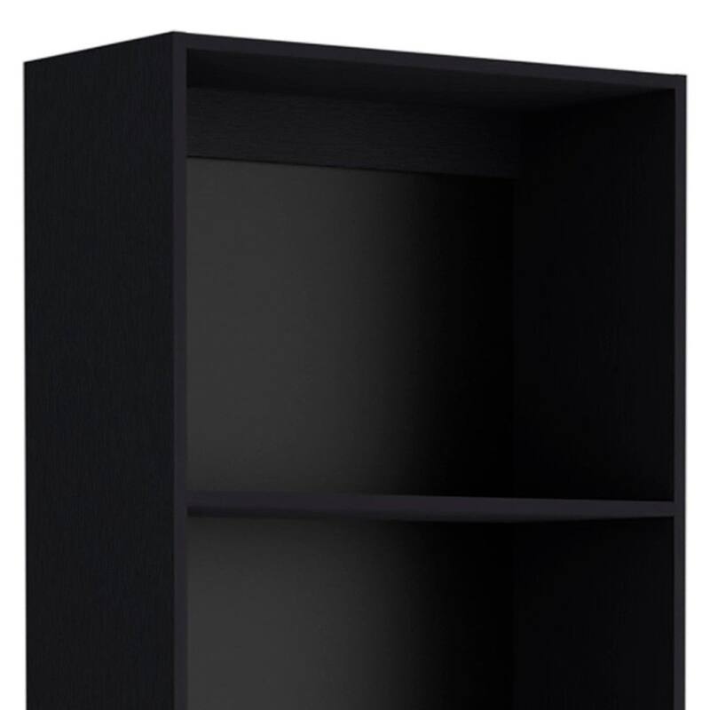 71inch Black Five Tier Bookcase with Two doors