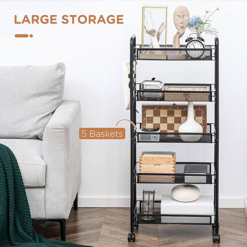 5 Tier Utility Rolling Cart(no include stool)