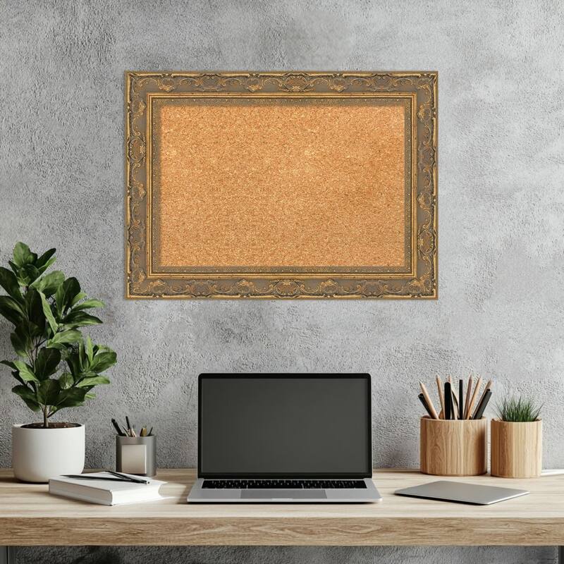 Filigree Gold Framed Cork Board - Bulletin Board, Organization Board, Pin Board