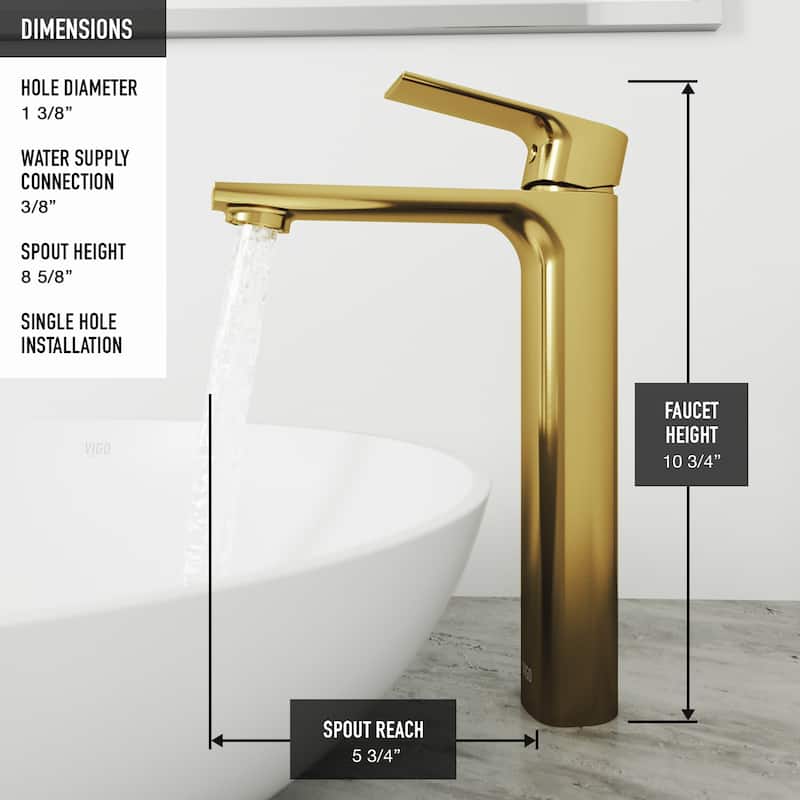 Vigo Copper 14-1/2" Vessel Bathroom Sink with 1.2 GPM Deck Mounted - Matte Gold