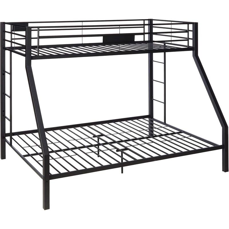 Metal Twin XL/Queen Bunk Bed, Black Sand