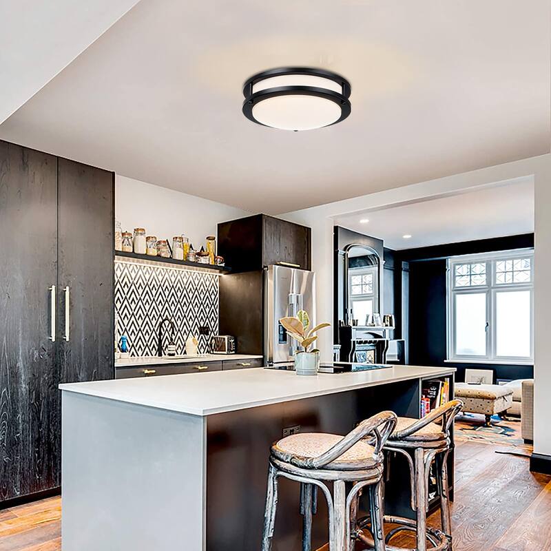33-in Oval Brushed Nickle or Matte Black Finsh Led Flush Mount Light