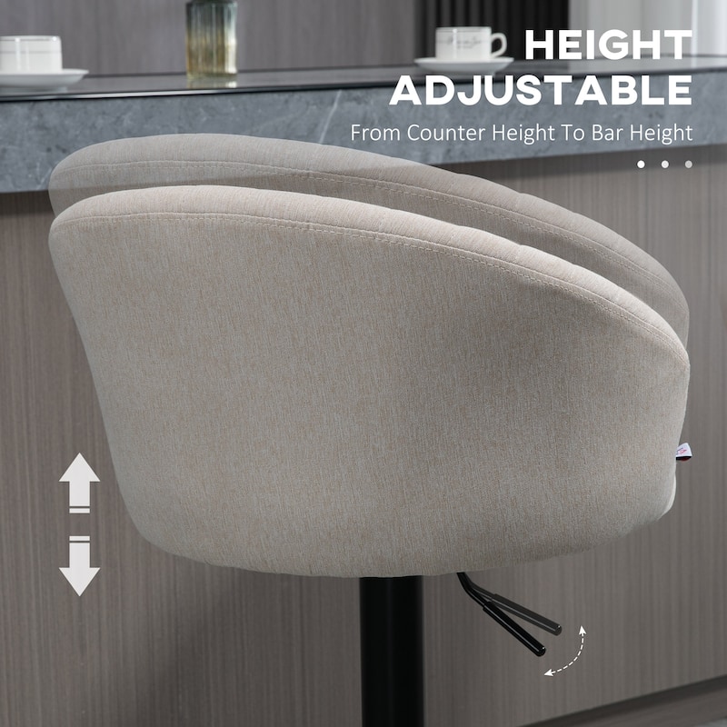 Adjustable Swivel Bar Stools Linen Touch Fabric